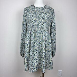 Daisy Street Dress Womens Large Mini Ditsy Floral Babydoll Smocked Cottage